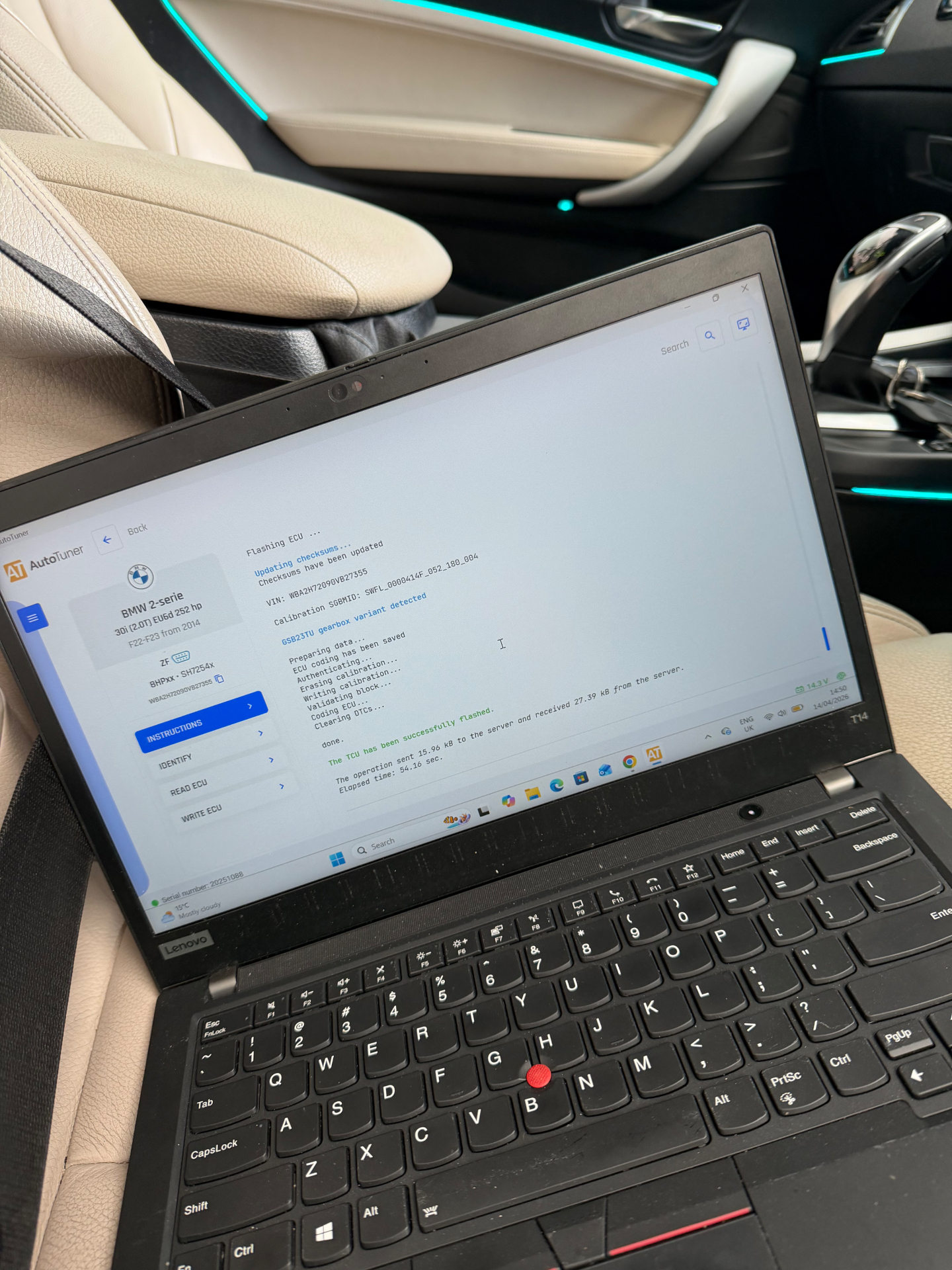BMW 2 Series TCU remap with Autotuner tool